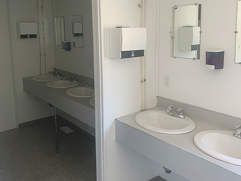 Untapped Modulars lavatories with sinks